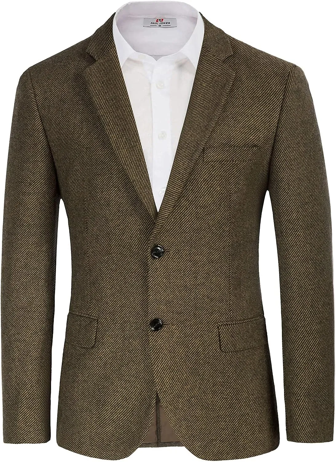 Mens Wool Blend Blazer Jacket Houndstooth Suit Blazer Notch Lapel 2 Button