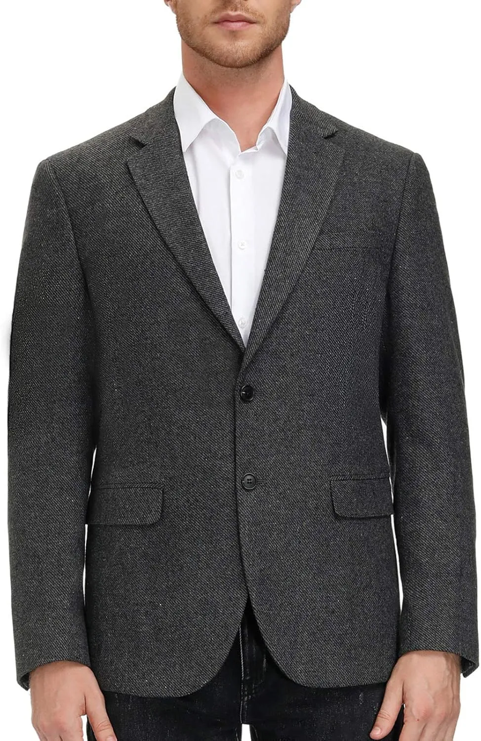 Mens Wool Blend Blazer Jacket Houndstooth Suit Blazer Notch Lapel 2 Button