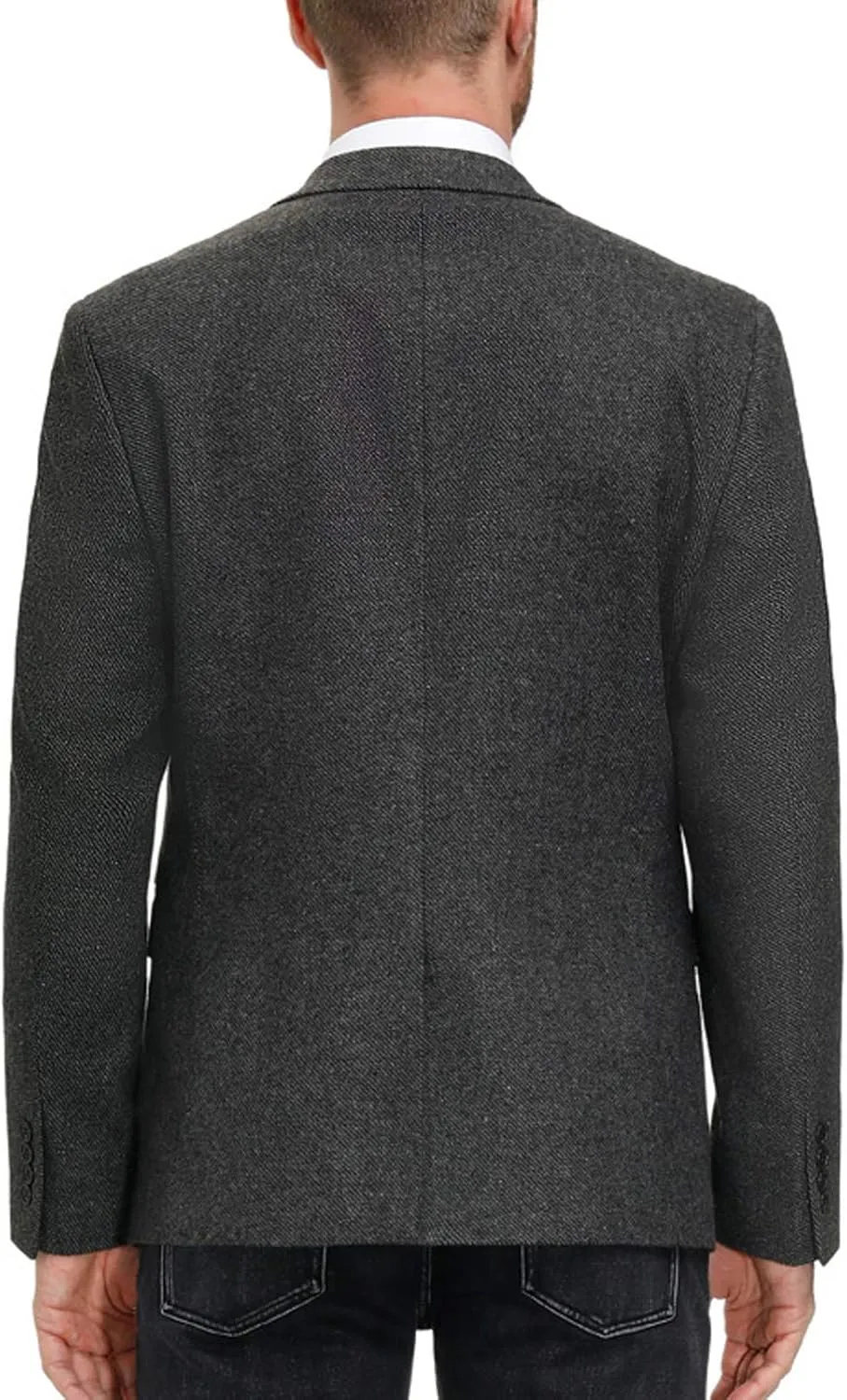 Mens Wool Blend Blazer Jacket Houndstooth Suit Blazer Notch Lapel 2 Button