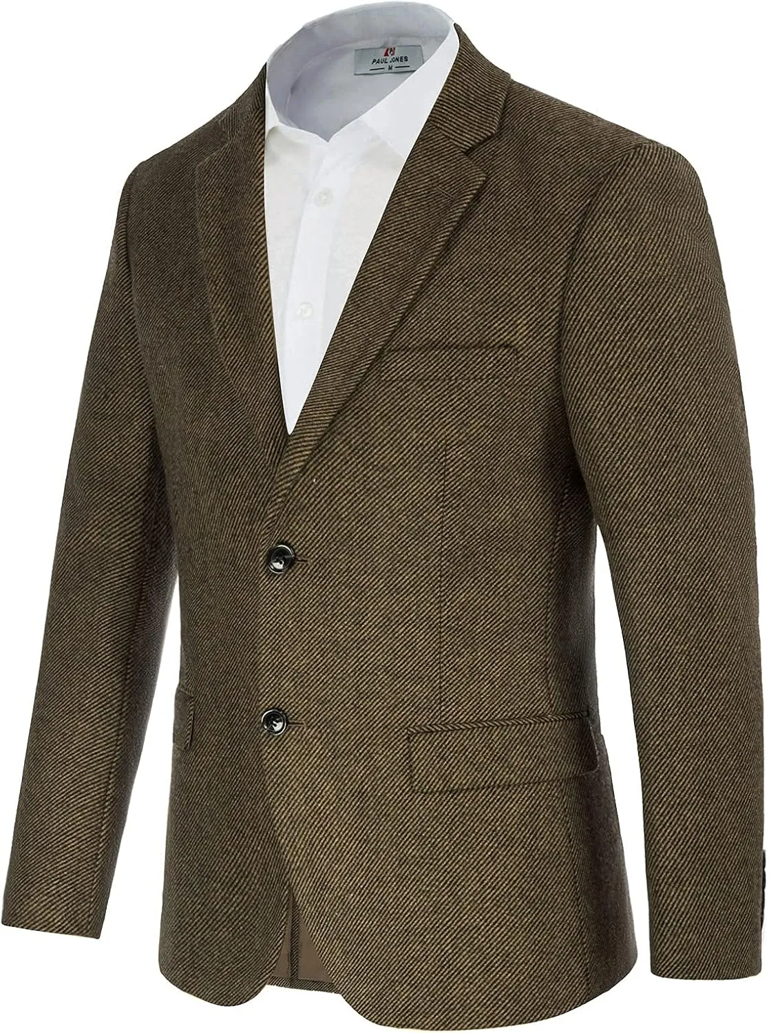 Mens Wool Blend Blazer Jacket Houndstooth Suit Blazer Notch Lapel 2 Button