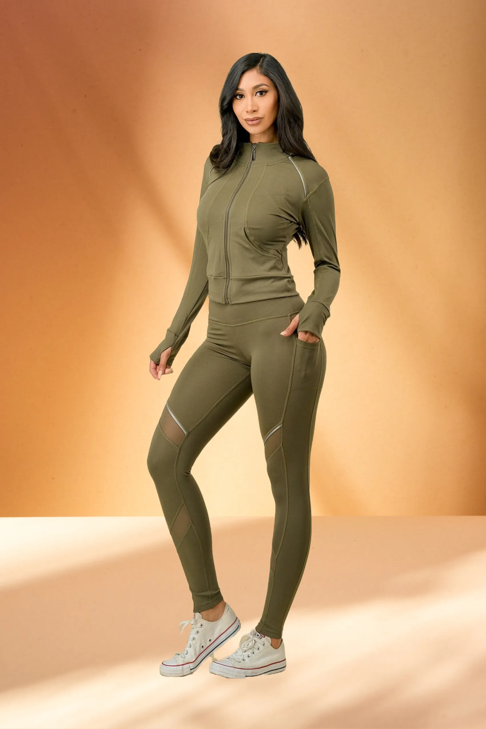 Mesh Style Activewear 3 Piece Set