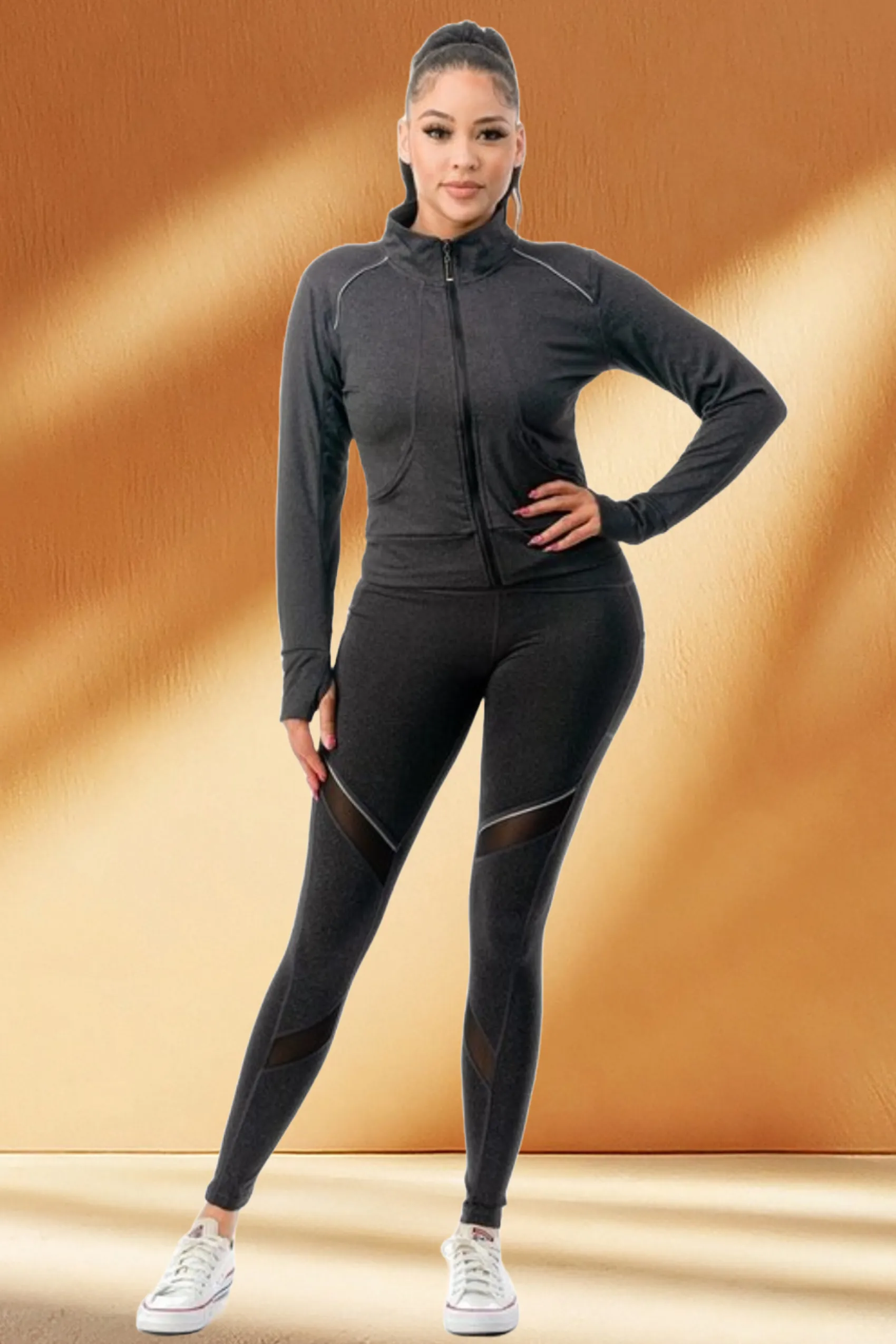 Mesh Style Activewear 3 Piece Set