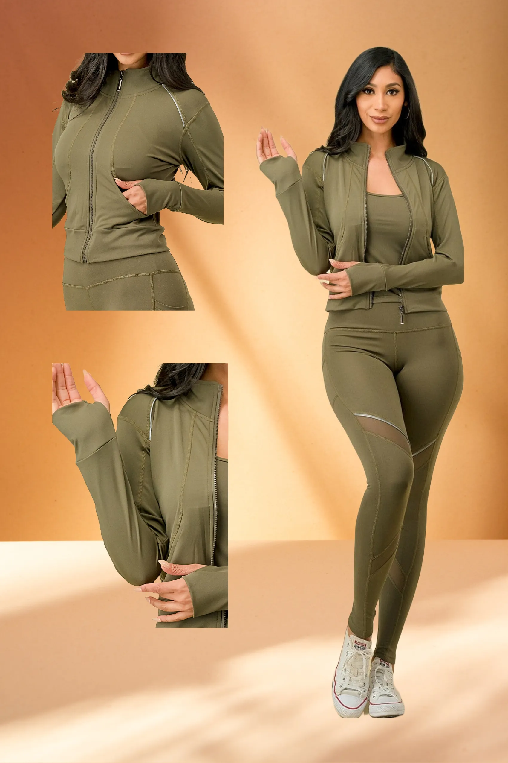Mesh Style Activewear 3 Piece Set