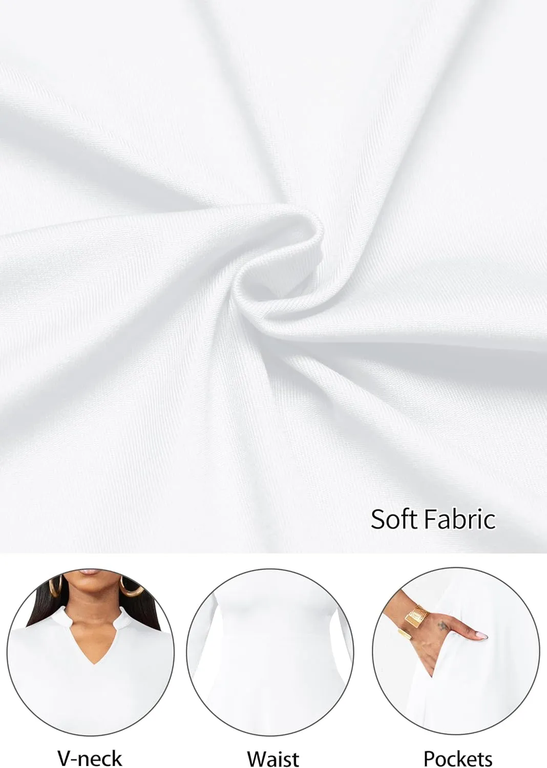 Nmoder Casual Dresses for Women Semi Formal Fit and Flare 3/4 Sleeve A-line Church Work Dress with Pockets