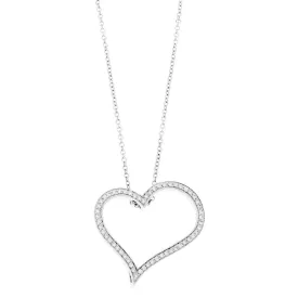 Open Heart - White Gold and Heart Diamond Necklace
