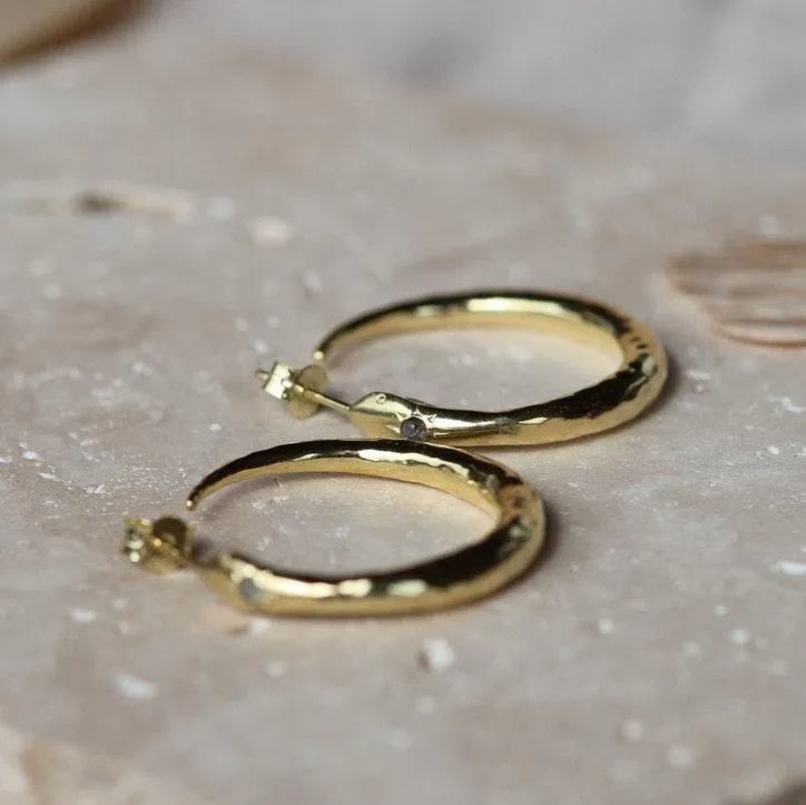 Oroboros Large Gold Vermeil Snake Hoops