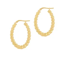 Oval Bubble Flat Hoop Earrings - Gold