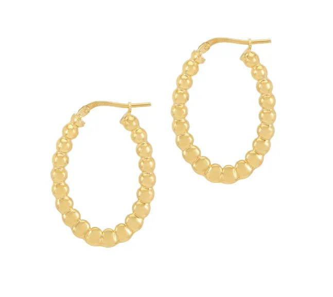 Oval Bubble Flat Hoop Earrings - Gold