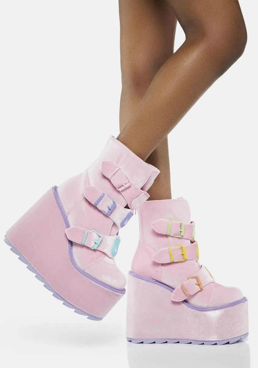 Pink Velvet Dune Lo Care Bears Boots