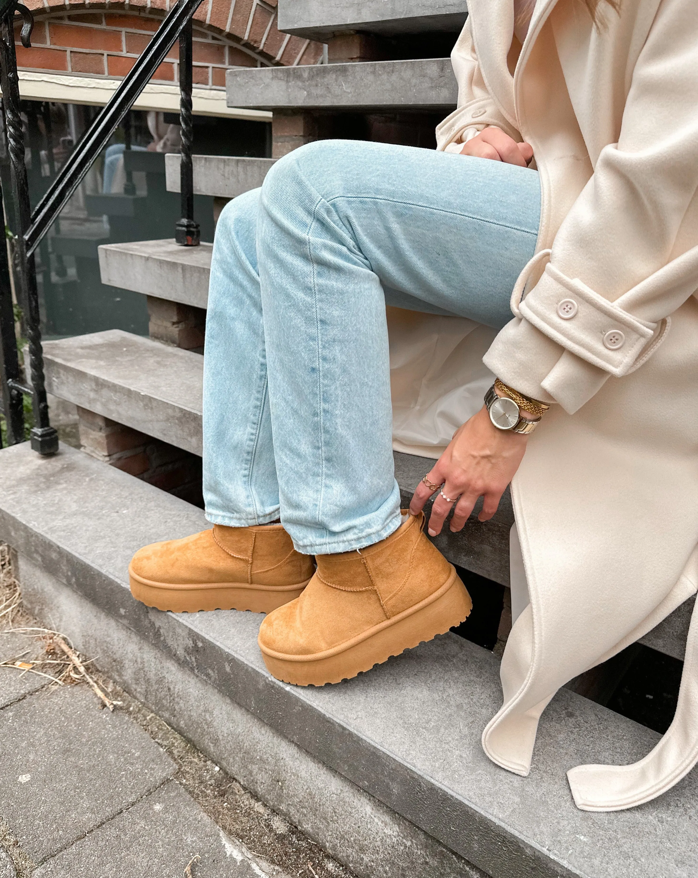 Platform Boots Camel
