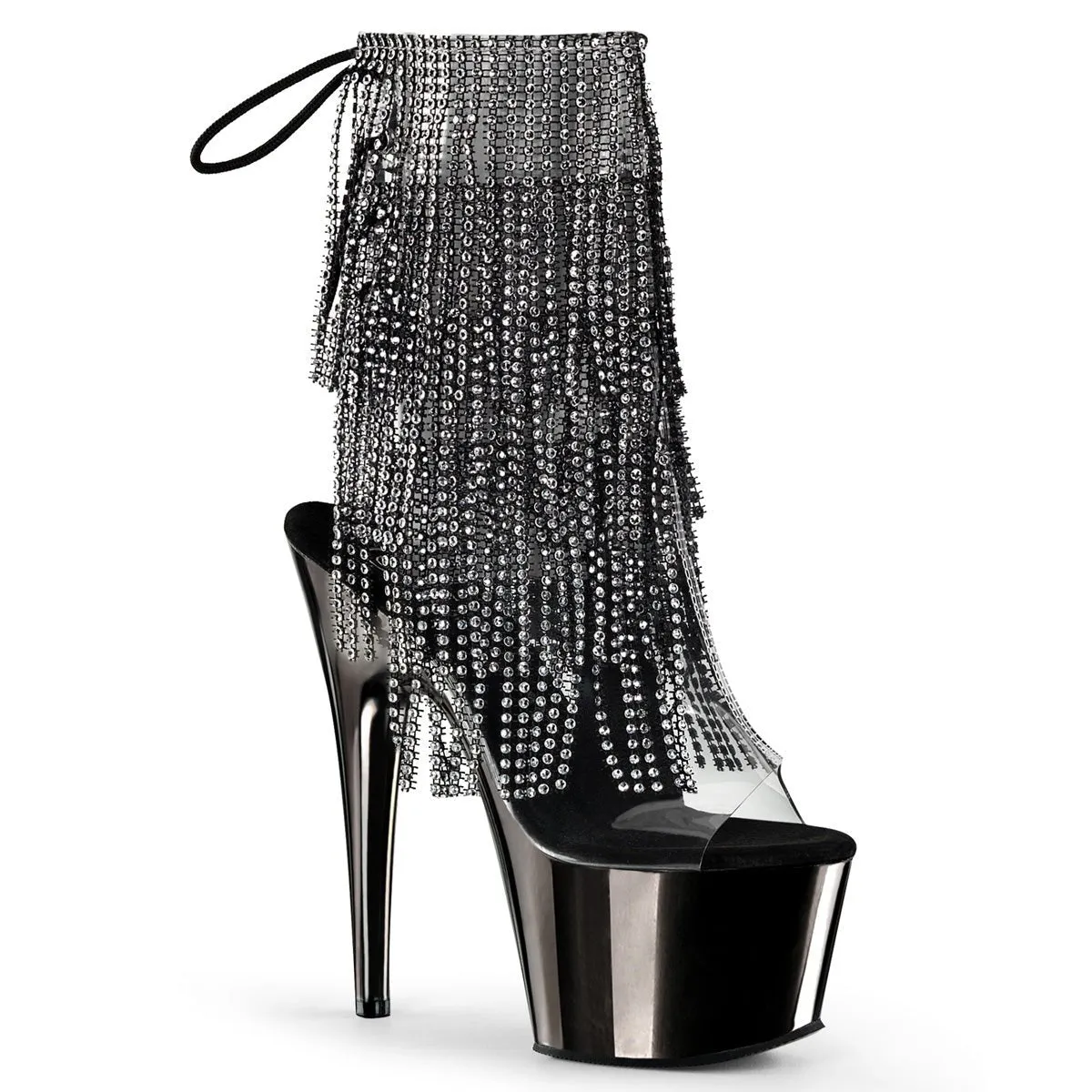 Pleaser Adore 1017RSF Womens 7" Heel, Platform Back Lace Peep-Toe Ankle Boots