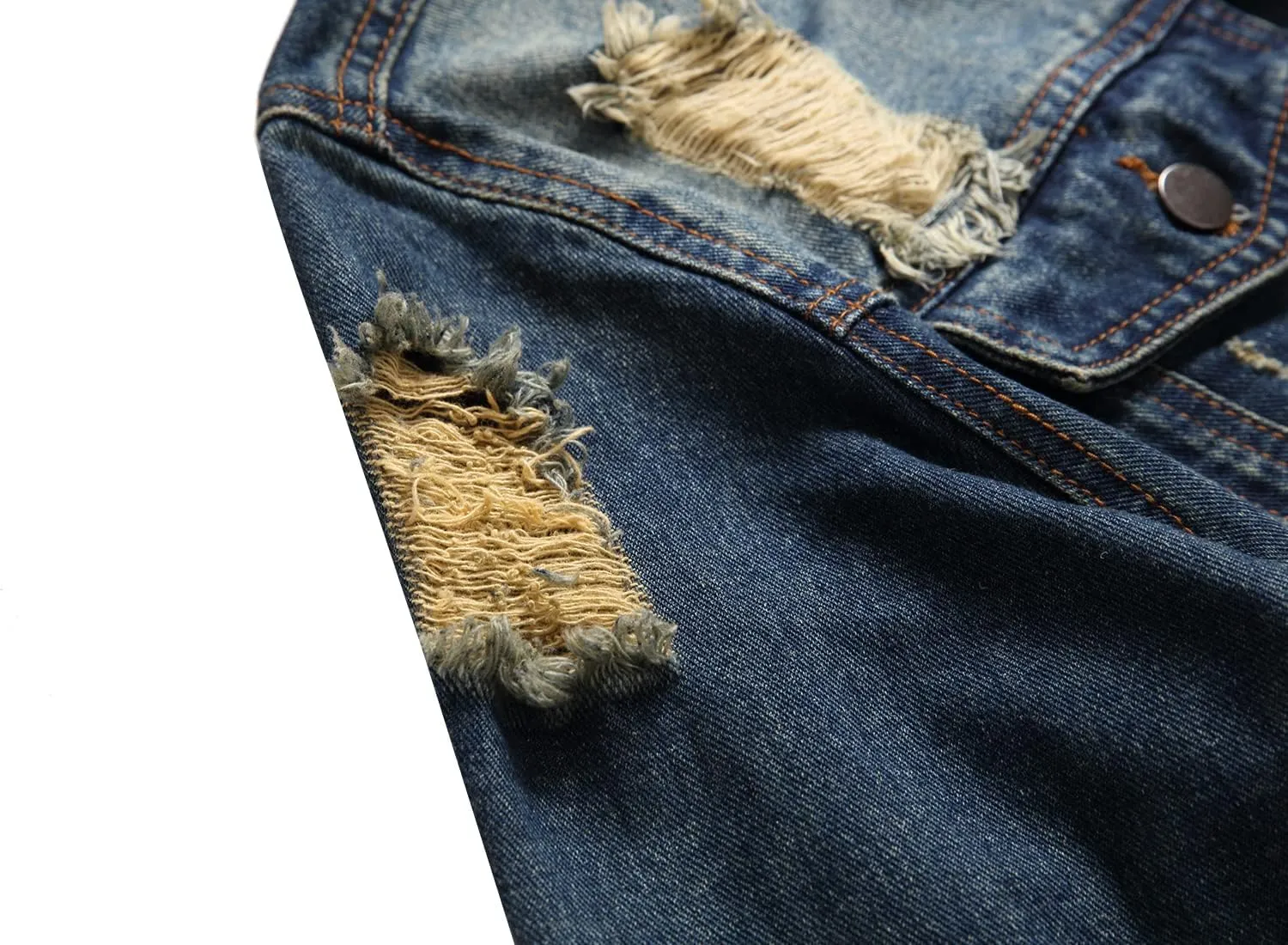 QIMYUM Jean Jacket For Men, Distressed Slim Denim Jacket
