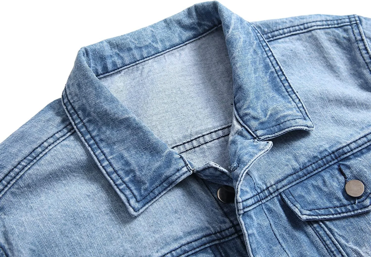 QIMYUM Jean Jacket For Men, Distressed Slim Denim Jacket