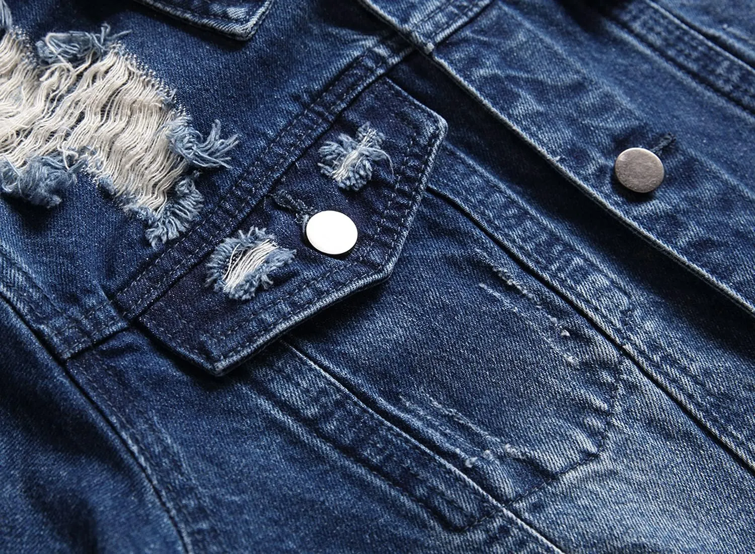 QIMYUM Jean Jacket For Men, Distressed Slim Denim Jacket