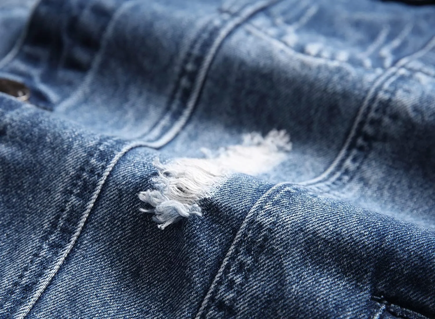 QIMYUM Jean Jacket For Men, Distressed Slim Denim Jacket
