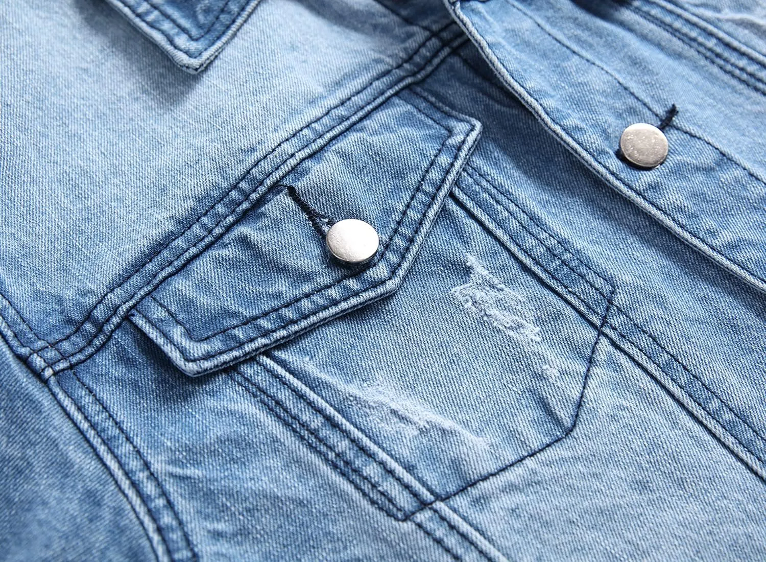 QIMYUM Jean Jacket For Men, Distressed Slim Denim Jacket