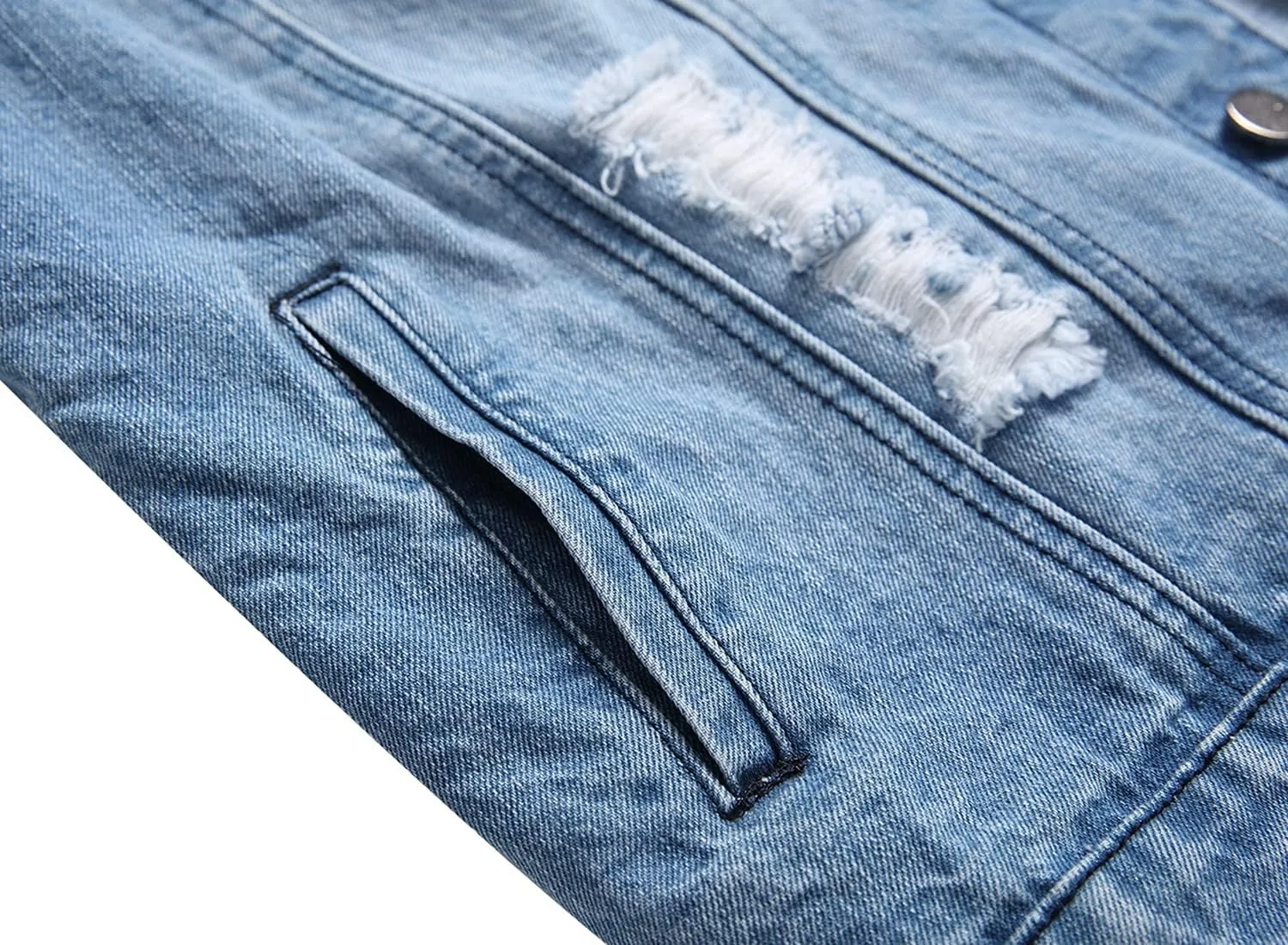QIMYUM Jean Jacket For Men, Distressed Slim Denim Jacket