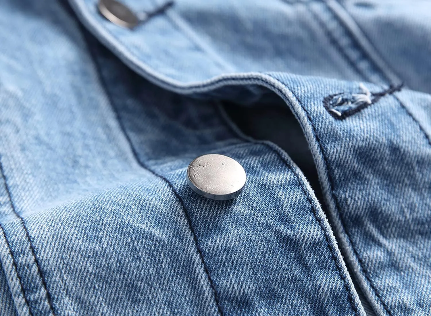 QIMYUM Jean Jacket For Men, Distressed Slim Denim Jacket
