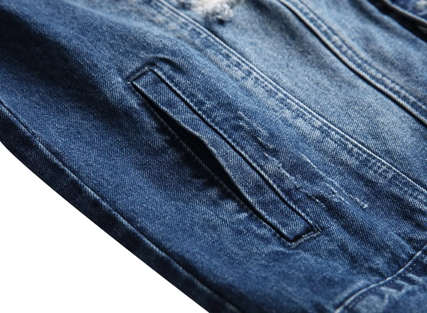 QIMYUM Jean Jacket For Men, Distressed Slim Denim Jacket