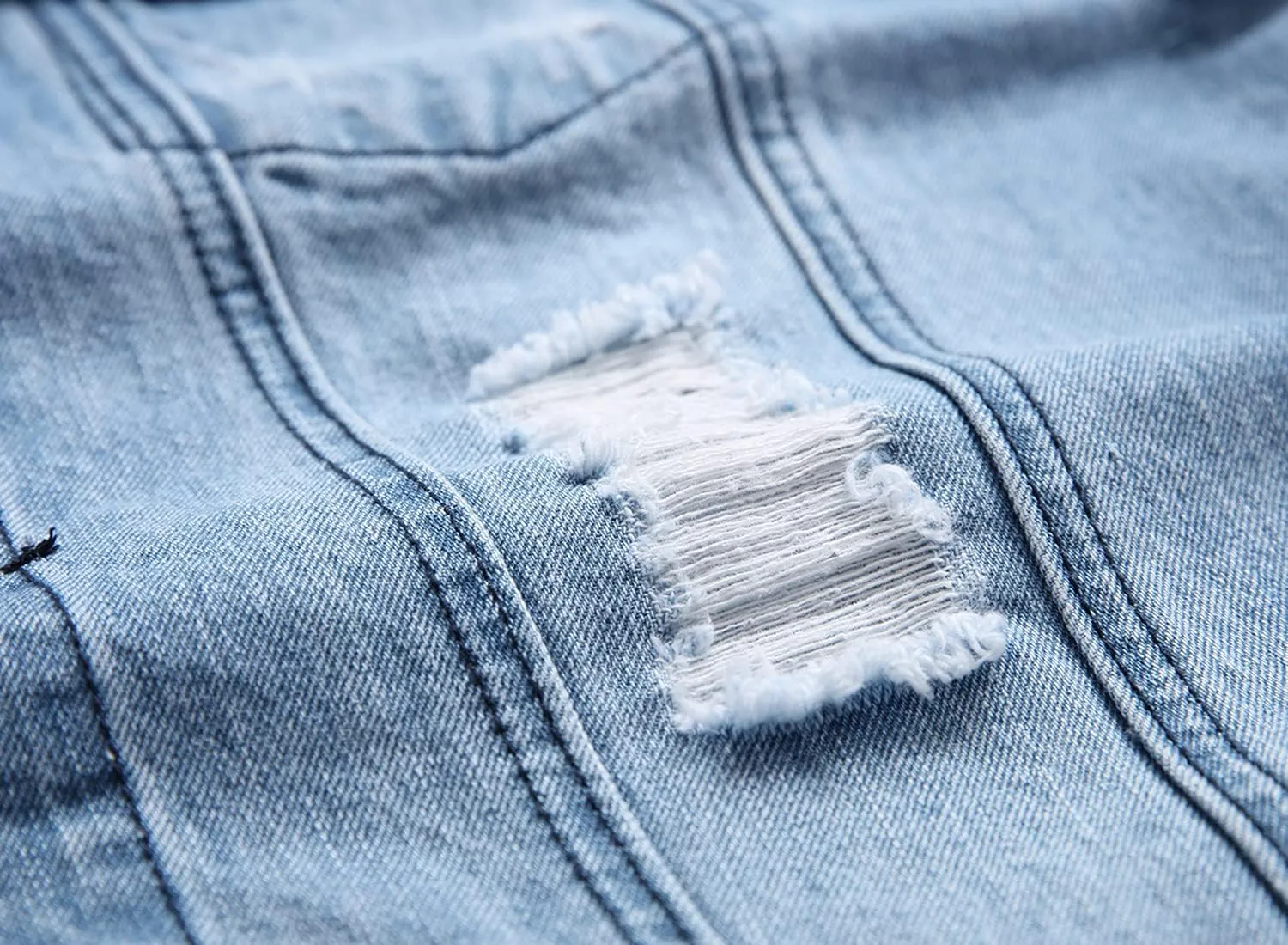 QIMYUM Jean Jacket For Men, Distressed Slim Denim Jacket