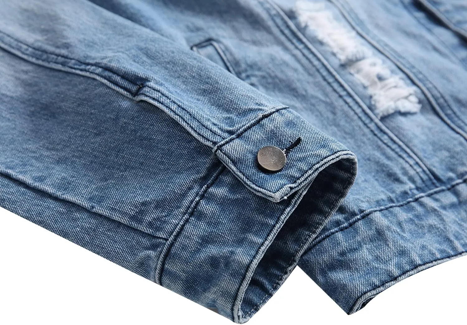 QIMYUM Jean Jacket For Men, Distressed Slim Denim Jacket