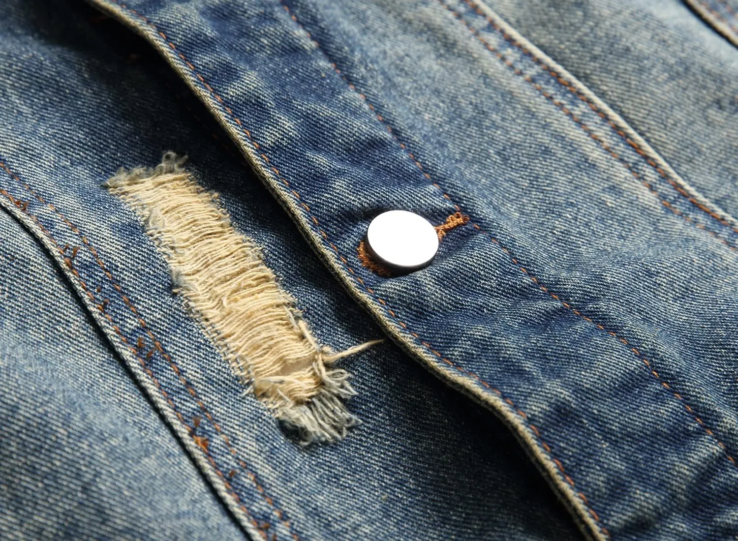 QIMYUM Jean Jacket For Men, Distressed Slim Denim Jacket