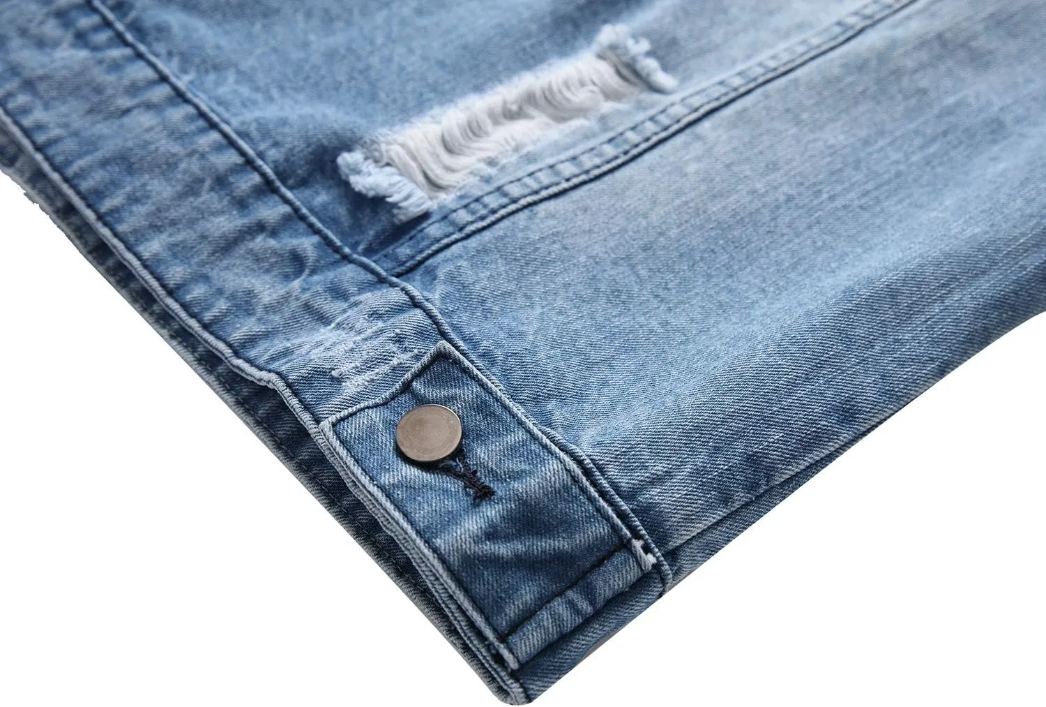 QIMYUM Jean Jacket For Men, Distressed Slim Denim Jacket