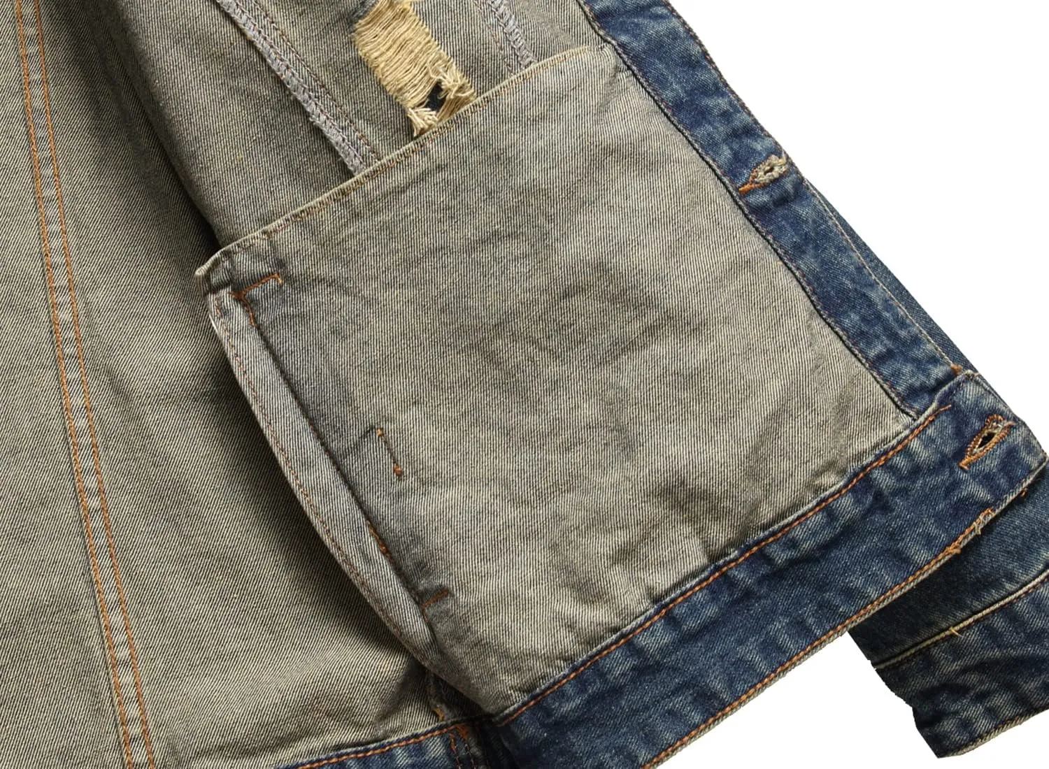 QIMYUM Jean Jacket For Men, Distressed Slim Denim Jacket