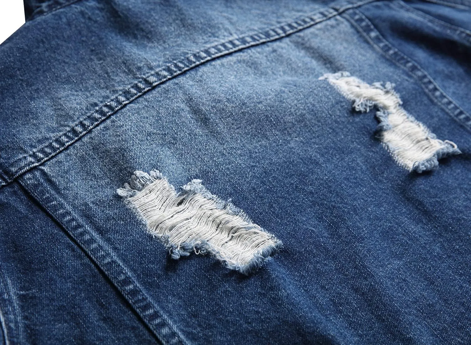 QIMYUM Jean Jacket For Men, Distressed Slim Denim Jacket