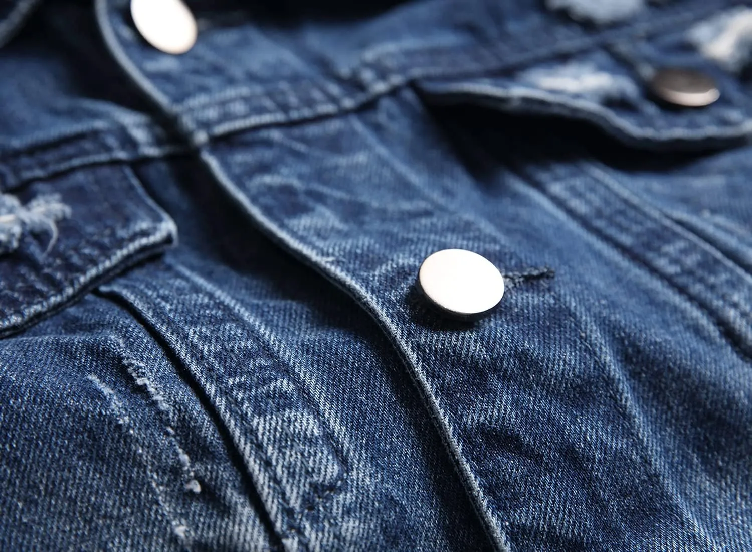 QIMYUM Jean Jacket For Men, Distressed Slim Denim Jacket