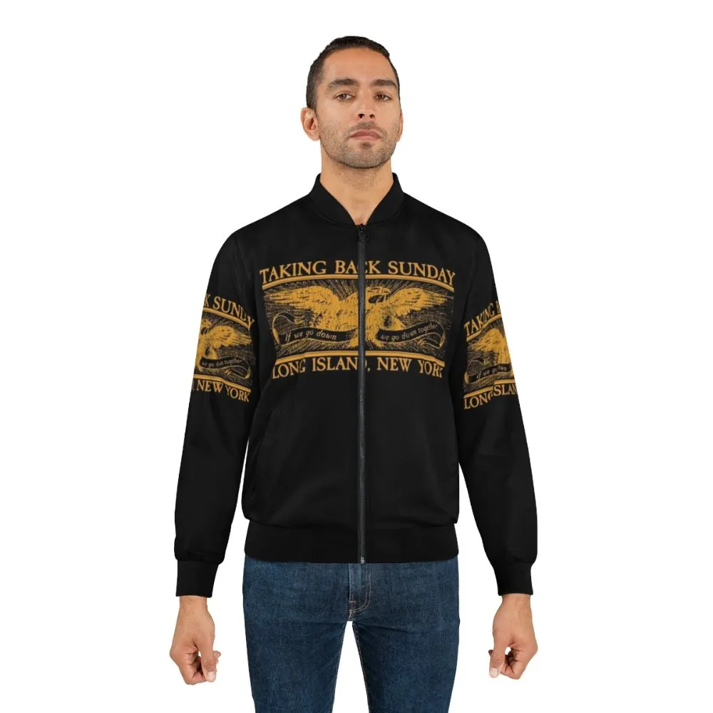 "Taking Back Sunday Gold Eagle Bomber Jacket"