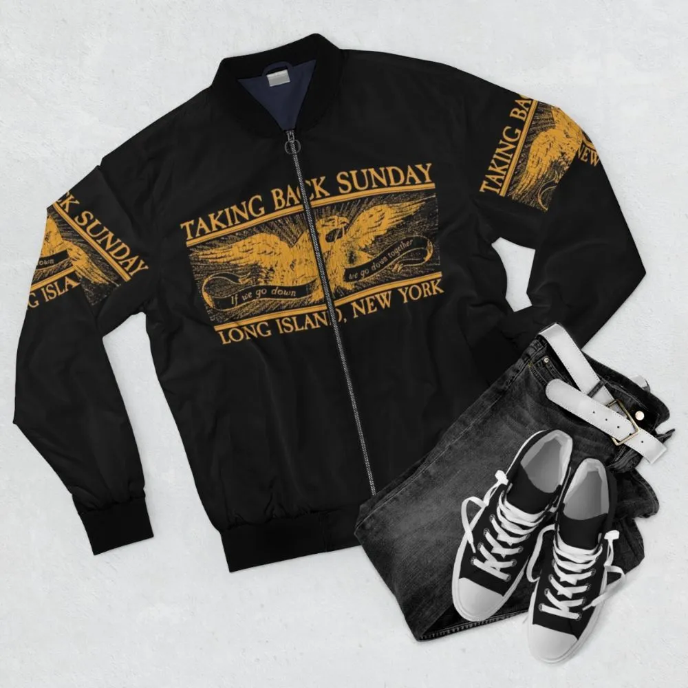"Taking Back Sunday Gold Eagle Bomber Jacket"