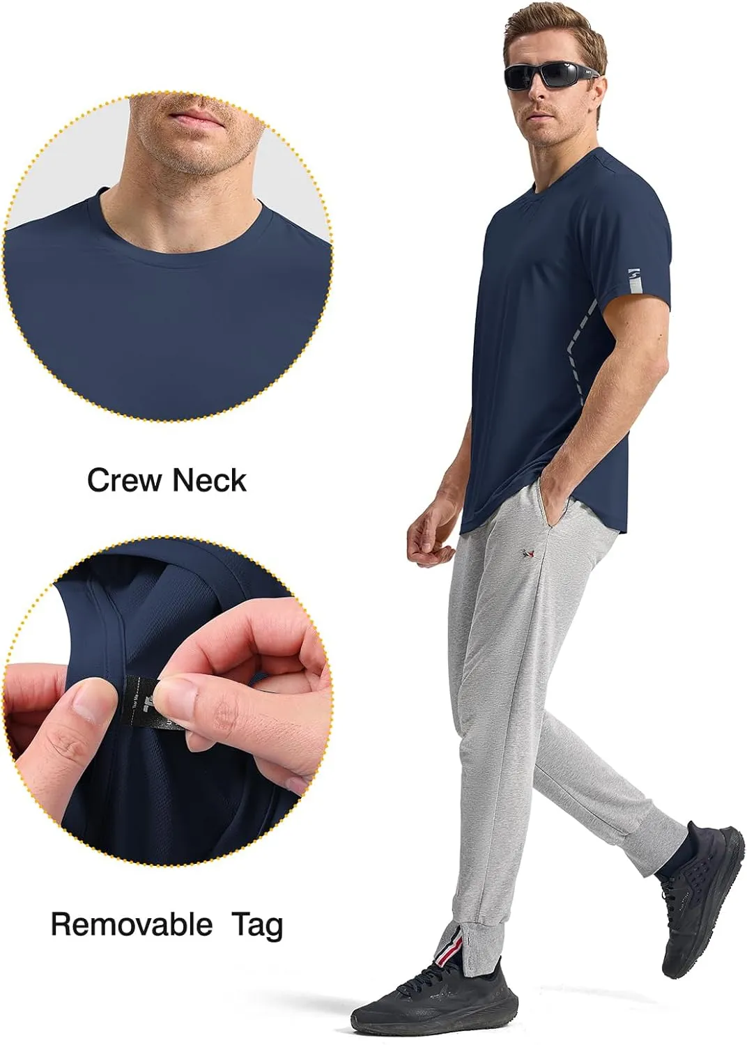 Rdruko Mens Athletic Shirts Dry Fit Short Sleeve Moisture Wicking Workout Shirts Breathable Cool Running Gym T-Shirt