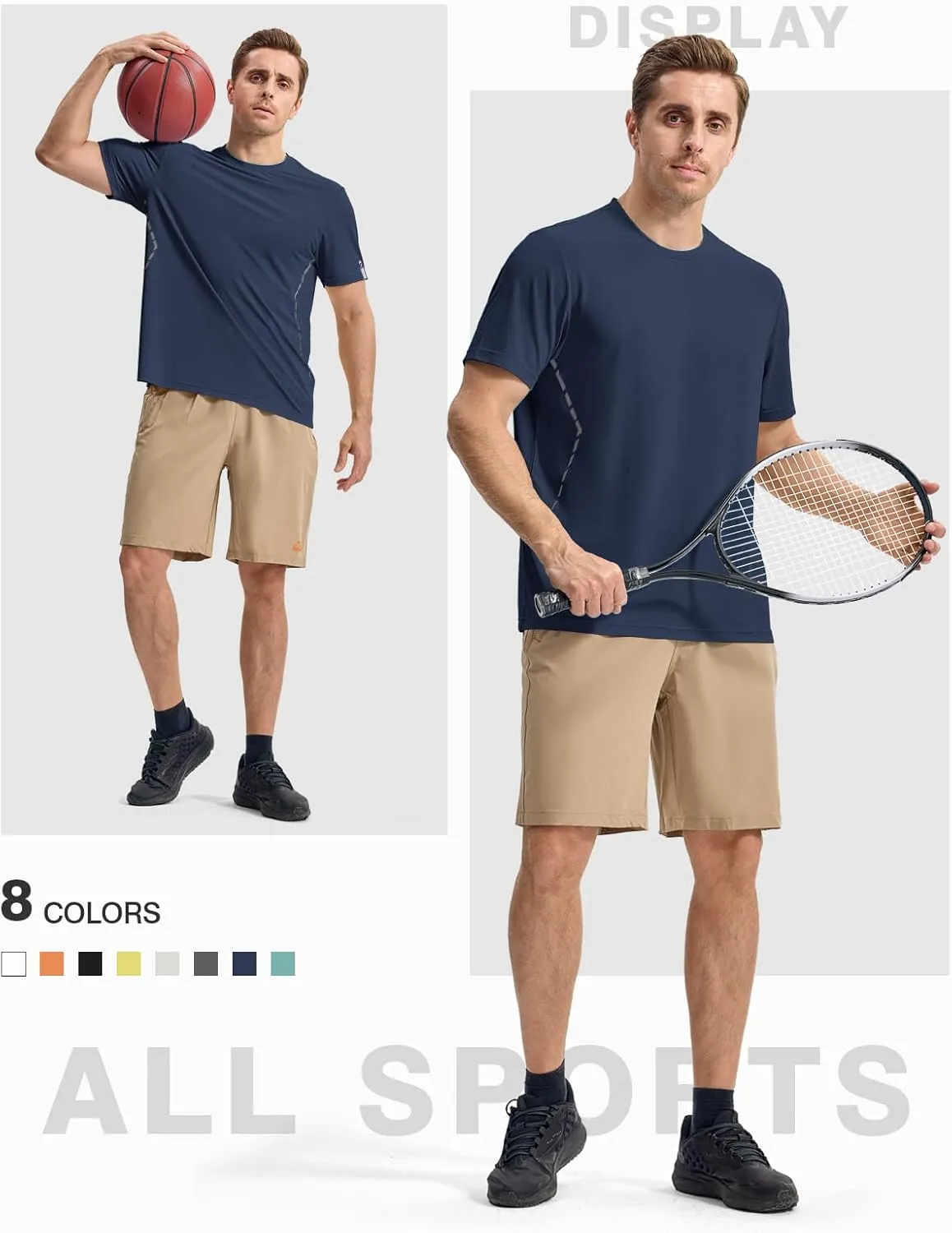 Rdruko Mens Athletic Shirts Dry Fit Short Sleeve Moisture Wicking Workout Shirts Breathable Cool Running Gym T-Shirt