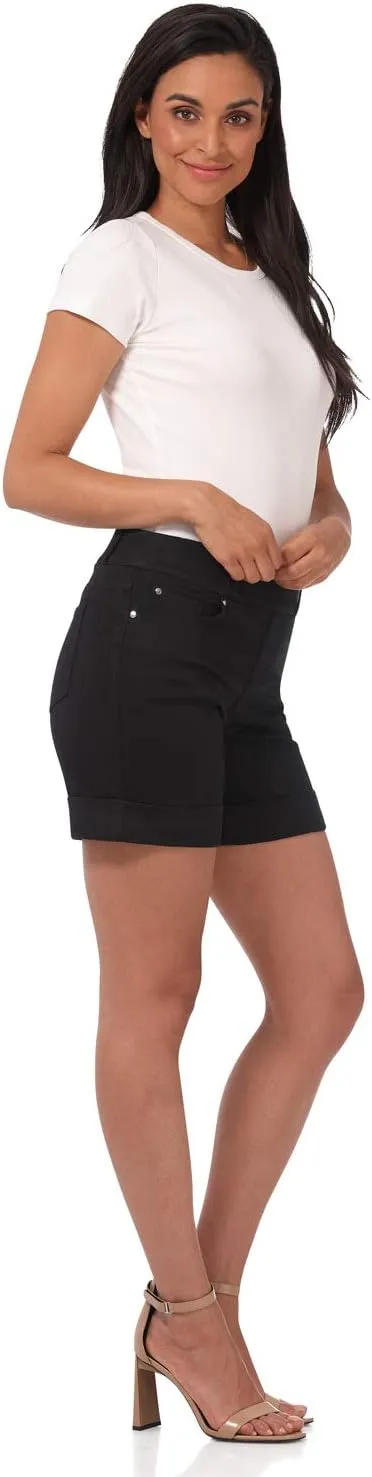 Rekucci Secret Figure Denim Women's 6 inch Pull-On Chic Cuffed Jean Short