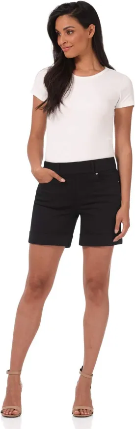 Rekucci Secret Figure Denim Women's 6 inch Pull-On Chic Cuffed Jean Short