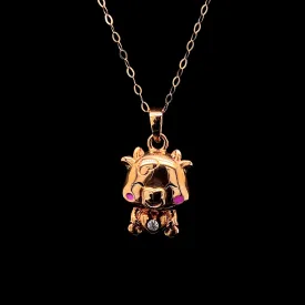 Rose Lucky Pig Diamond Necklace 18kt