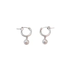 Silver Pearl Clasp Hoops