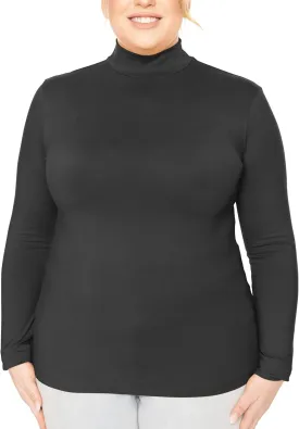 STRETCH IS COMFORT Women's and Plus Oh So Soft Long Sleeve Mock Turtleneck Top Regular and Relaxed Fit Everyday Wear XS-5XL