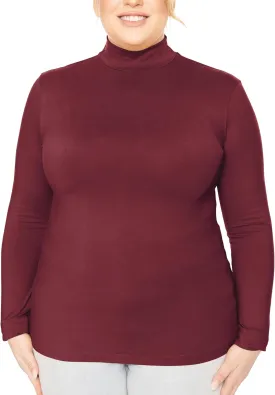 STRETCH IS COMFORT Women's and Plus Oh So Soft Long Sleeve Mock Turtleneck Top Regular and Relaxed Fit Everyday Wear XS-5XL
