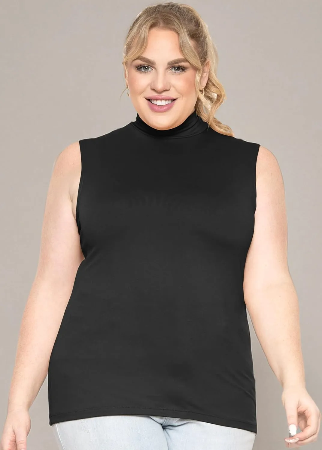 STRETCH IS COMFORT Women's and Plus Oh So Soft Long Sleeve Mock Turtleneck Top Regular and Relaxed Fit Everyday Wear XS-5XL