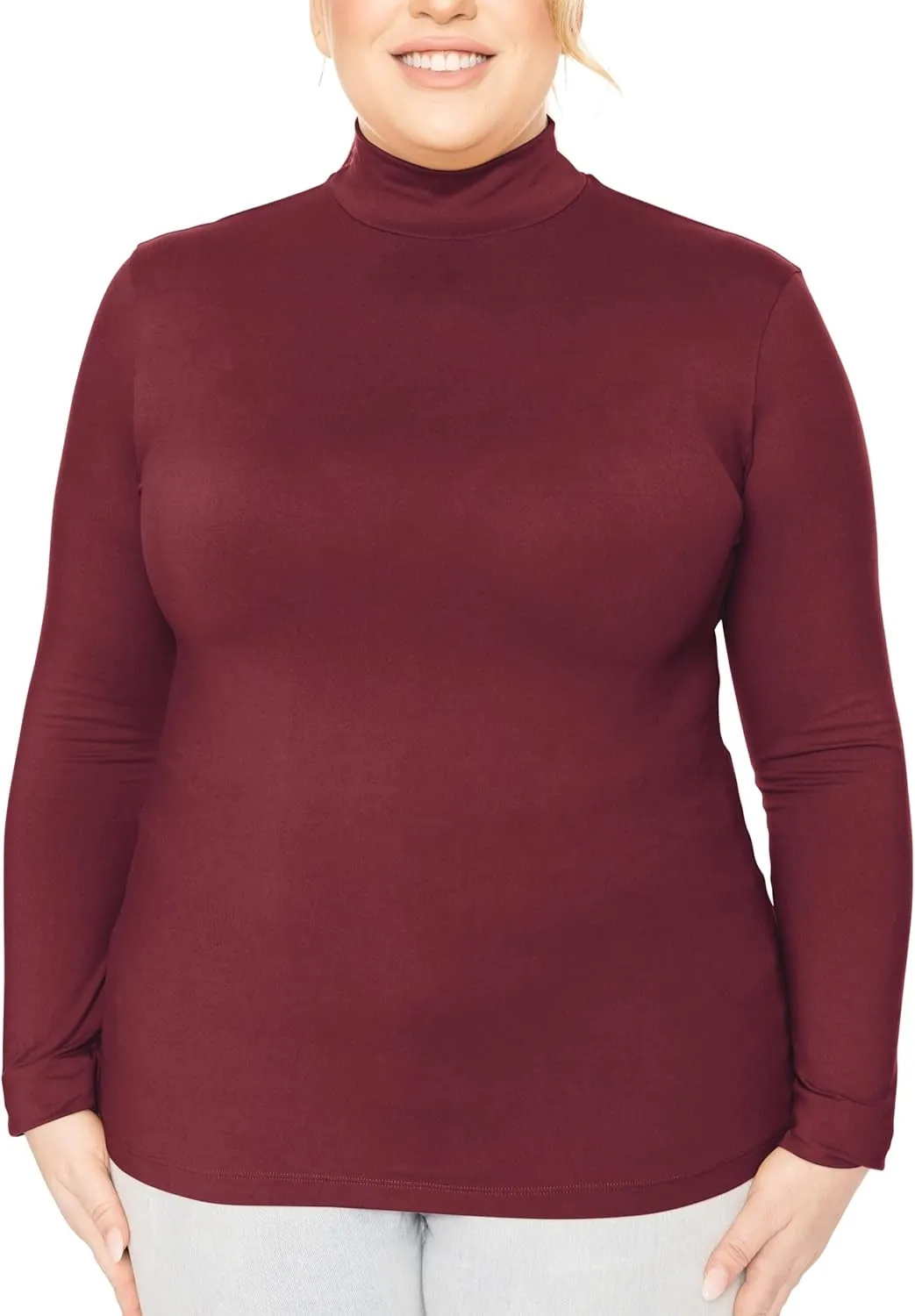 STRETCH IS COMFORT Women's and Plus Oh So Soft Long Sleeve Mock Turtleneck Top Regular and Relaxed Fit Everyday Wear XS-5XL