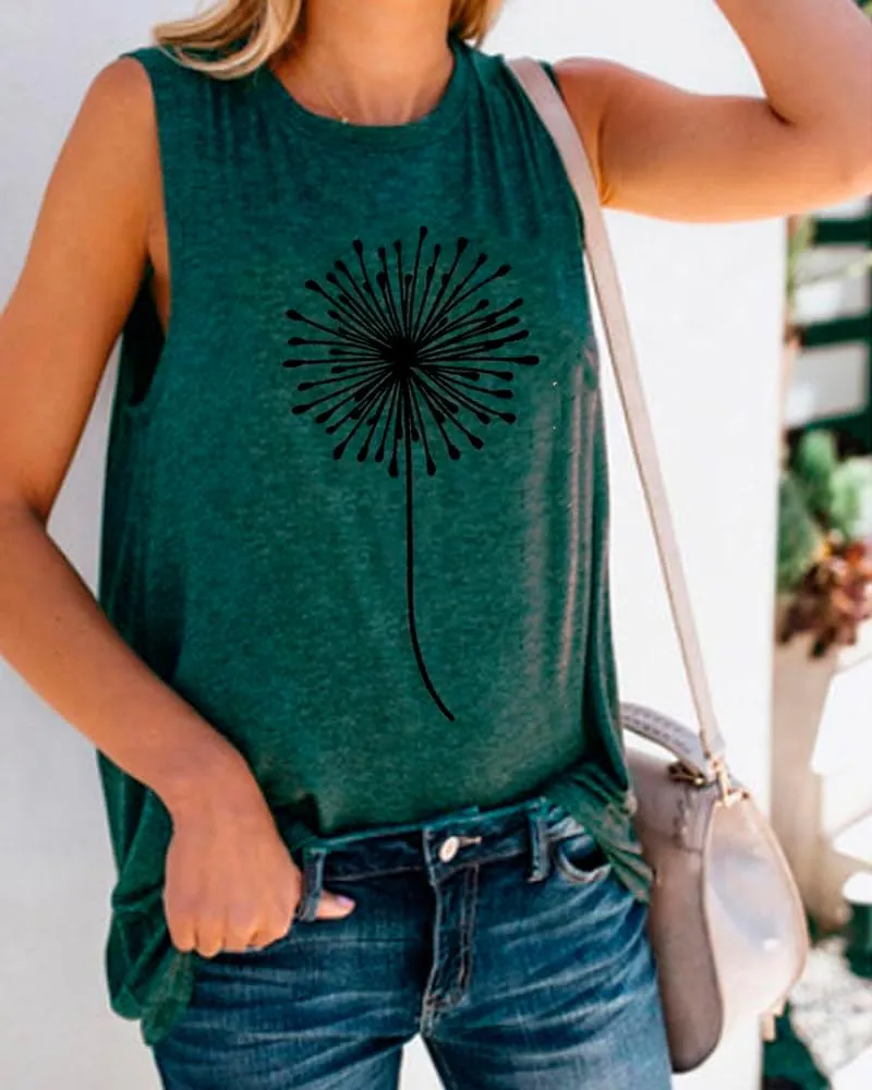 Sunflower Tank Top for Women Sleeveless Summer Tops Cute Flower Graphic Tops