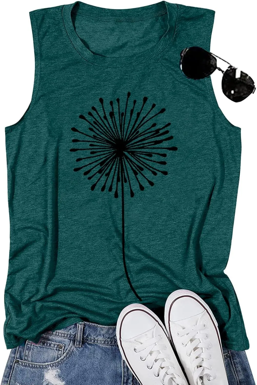 Sunflower Tank Top for Women Sleeveless Summer Tops Cute Flower Graphic Tops
