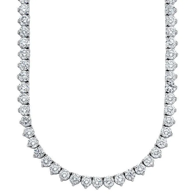 Tennis Necklace (13.01 ct GH VVS-VS Diamonds) in 18K White Gold