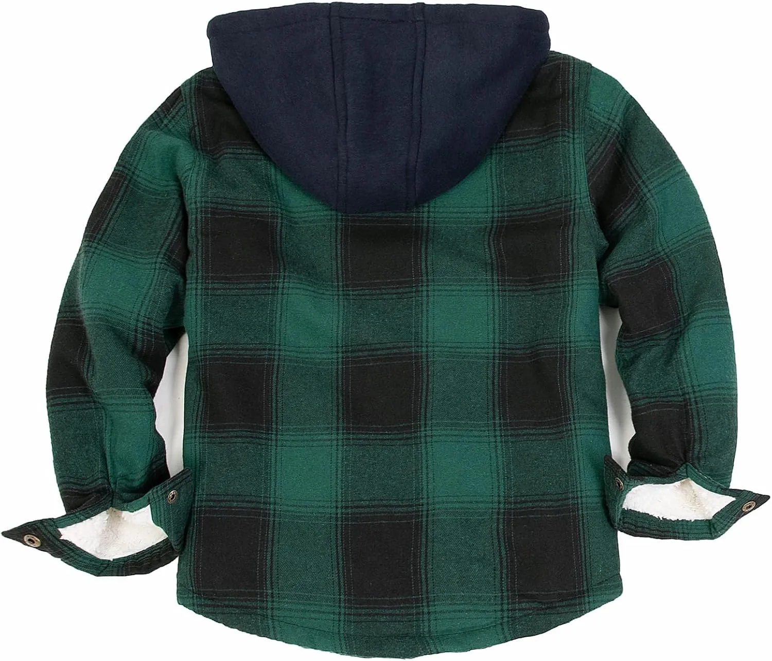 ThCreasa Unisex Toddler Boys Girls Plaid Zip Up Flannel Hooded Jacket Sherpa Lined Shacket with Hand Pockets