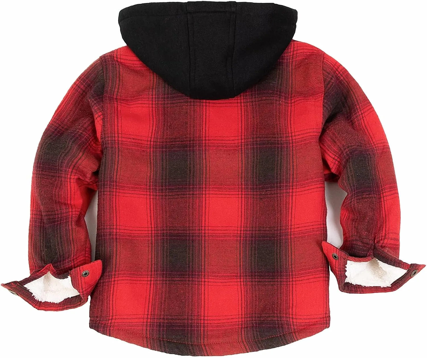 ThCreasa Unisex Toddler Boys Girls Plaid Zip Up Flannel Hooded Jacket Sherpa Lined Shacket with Hand Pockets