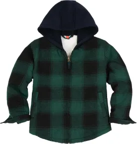 ThCreasa Unisex Toddler Boys Girls Plaid Zip Up Flannel Hooded Jacket Sherpa Lined Shacket with Hand Pockets