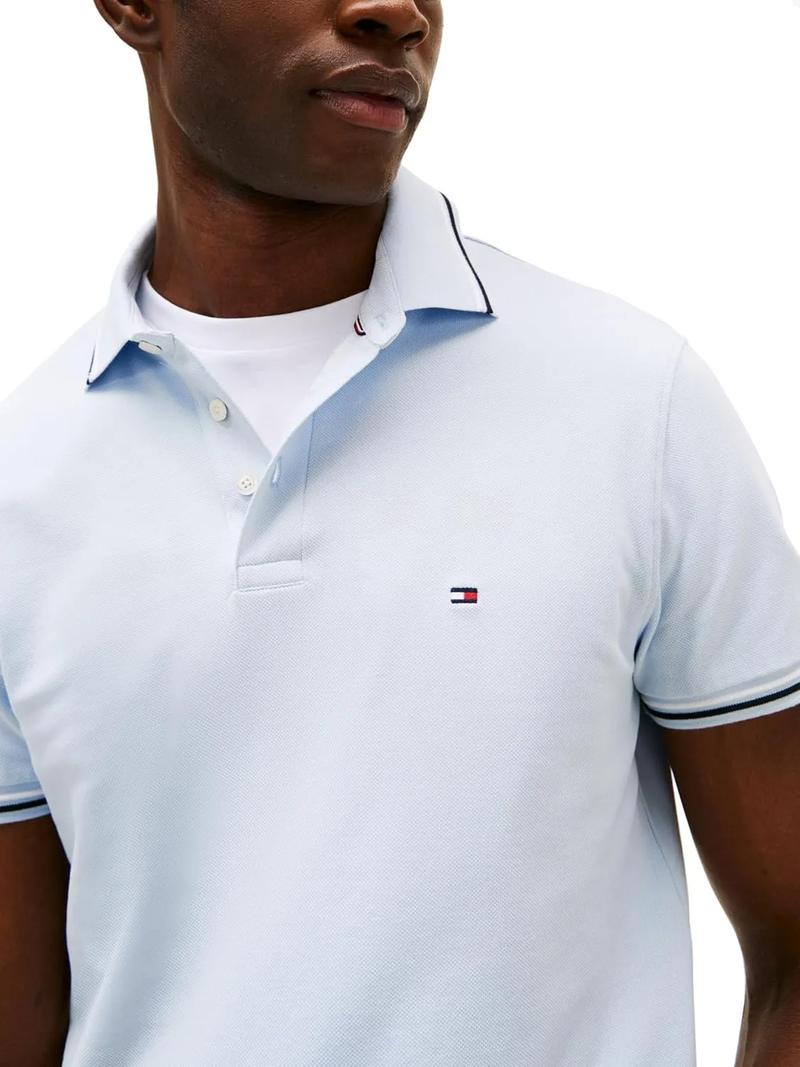 Tommy Hilfiger Men's Short Sleeve Casual Polo Shirts in Slim Fit with Stretch and Cuff Designs