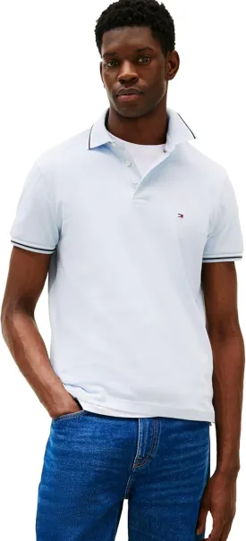 Tommy Hilfiger Men's Short Sleeve Casual Polo Shirts in Slim Fit with Stretch and Cuff Designs